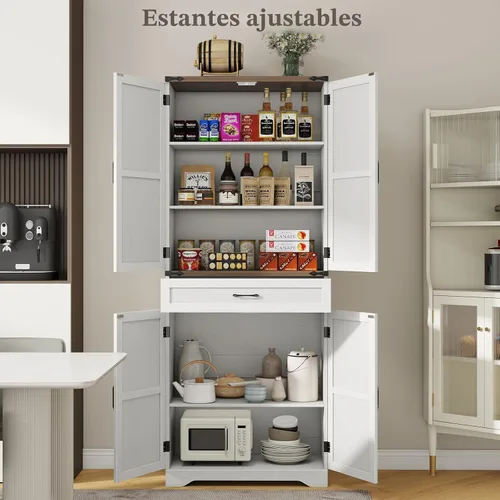 Miniatura 6 de Halitaa Armario de almacenamiento de despensa de granja de 72 pulgadas de alto con organizador, armario independiente de gran capacidad para cocina
