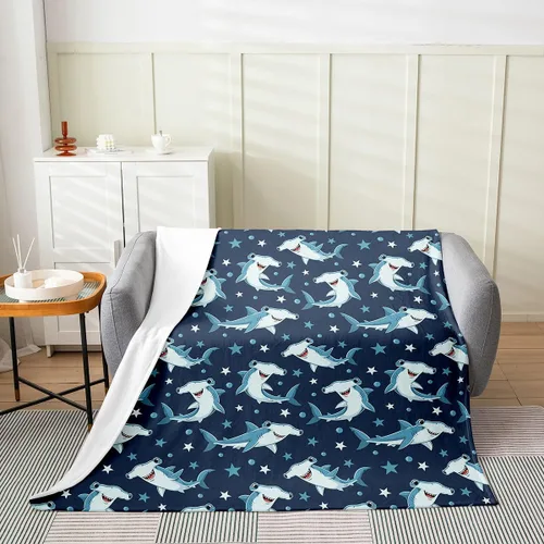 Miniatura 3 de Erosebridal Hammerhead Shark Flannel Blanket 40x50 Marine Life Fuzzy Plush Throw for Sofa Couch Hammerhead Shark Lover Gifts Ocean Sealife Fleece