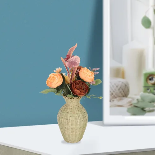 Miniatura 9 de Cabilock Cesta de bambú para plantas, florero, hecho a mano, decoración para el hogar, arreglo floral
