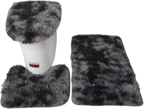 XZJMY Juego de 3 alfombras de baño, tapetes de baño, tapetes antideslizantes y absorbentes, tapete de contorno en forma de U y cubierta de tapa de