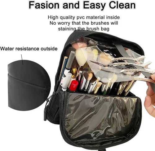 Miniatura 4 de Bolsa organizadora de brochas de maquillaje de viaje, soporte para brochas de maquillaje de pie con divisores ajustables, soporte para bolsa