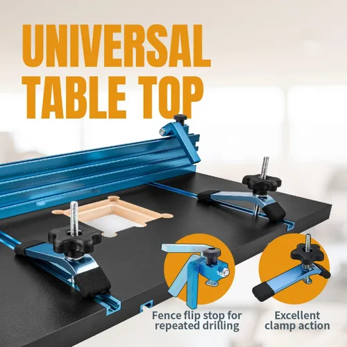 Miniatura 2 de POWERTEC Kit de Accesorios para Mesa de Taladro de Columna con Riel en T, Guía para Taladro de Columna de 14"x24", Escala Grabada con Láser