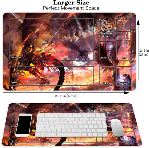 Miniatura 2 de MTG - Tapete de juego con zonas, Dragon Playmat TCG para MTG DTCG CCG RPG Ship Trading Card Playmats superficie de tela lisa, parte inferior de goma