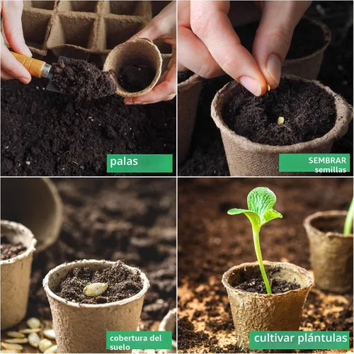 Miniatura 5 de JERIA Paquete de 50 macetas de turba de 3.15 pulgadas para semillero con 50 etiquetas de plantas, macetas de germinación de jardín al aire libre