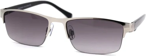 SA106 Gafas de sol de lectura progresivas focales de media montura para hombre Plateado