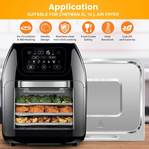 Miniatura 3 de Bandeja de cocina para freidora de aire CHEFMAN XL 10L multifuncional freidora de aire digital, 9.4 x 8.8 pulgadas, piezas de repuesto para freidora
