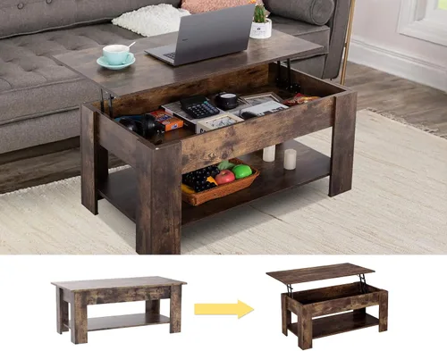 Miniatura 12 de Mesa auxiliar moderna, blanca, elevadora, madera, estante de almacenamiento, 28 x 28 x 24 pulgadas Blanco