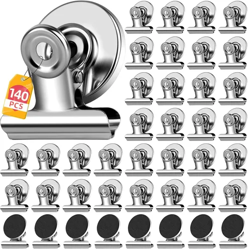 Miniatura 14 de 20 unidades de clips magnéticos, imanes para nevera, imanes para refrigerador, clips magnéticos negros para pizarra, imanes de clip