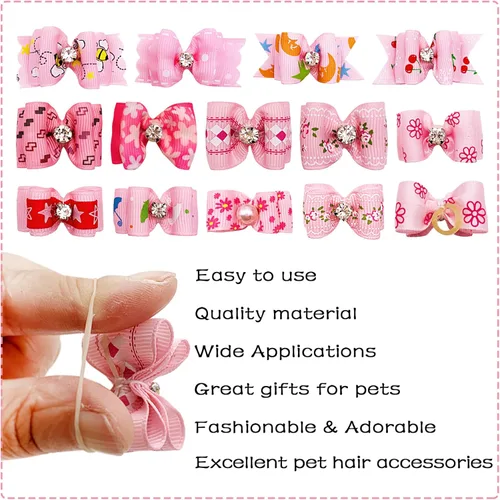 Miniatura 5 de PET SHOW Mixed Styles - Lazos para el pelo para perros pequeños con bandas de goma, accesorios de aseo para mascotas, gatos, cachorros, color rosa
