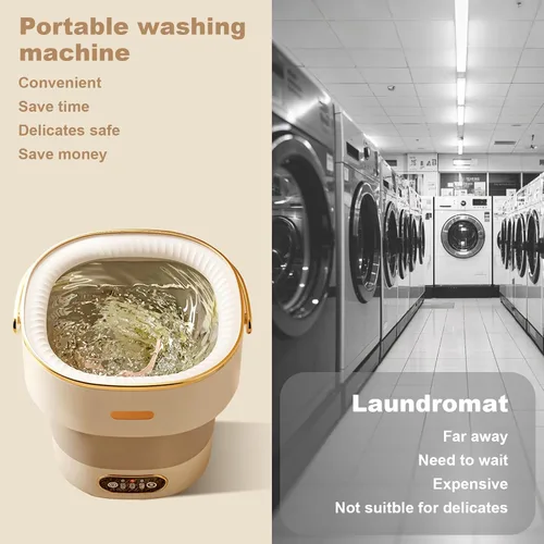 Miniatura 7 de Mini lavadora, pequeña lavadora compacta con 3 modos, máquina de lavandería inteligente completamente automática para apartamentos, camping