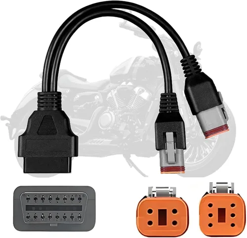 Cable OBD2 de motocicleta de 4 pines + 6 pines OBD para motocicleta OBD de 4 pines + 6 pines 2 en 1 funciona con Harley Motor Motorrad