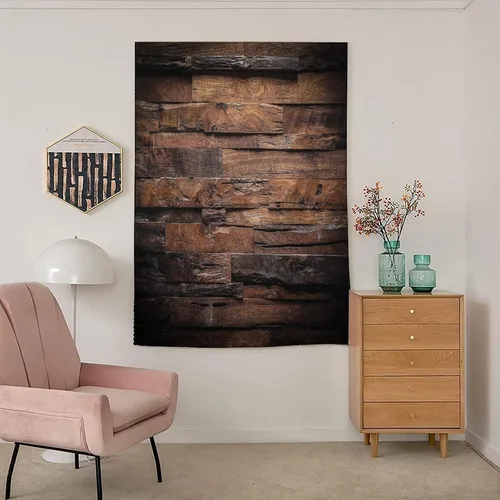 Miniatura 3 de Cortinas opacas ajustables, cortinas opacas portátiles de chocolate, madera oscura áspera, impresión de madera dura, para sala de estar, dormitorio