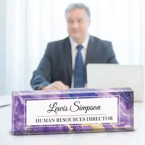 Miniatura 21 de Placa de Nombre para Escritorio, Placa de Nombre con Patrón de Doble Cara para Escritorio, Decoración de Escritorio de Oficina Personalizada