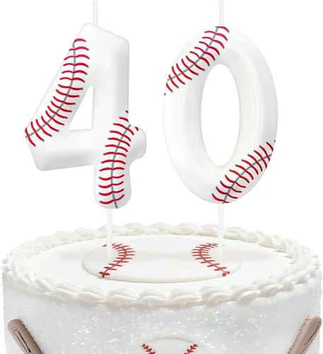 Miniatura 100 de Velas de cumpleaños con el número 0 de béisbol, decoración de pastel con temática de béisbol para niños y niñas, decoraciones de pasteles