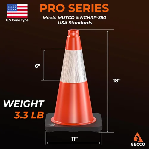 Miniatura 2 de GECCO ™ Paquete de 10 conos de tráfico naranjas pequeños de 18 pulgadas, 3.3 libras, conos de seguridad, conos naranjas, conos de estacionamiento