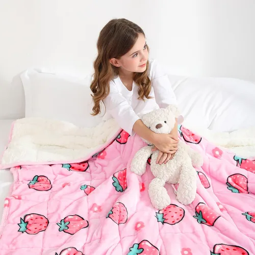 Miniatura 25 de Aemicion Manta con peso para niños de 7 libras, tamaño individual de 41 x 60 pulgadas, cómoda, suave y esponjosa Sherpa, manta pesada para niños