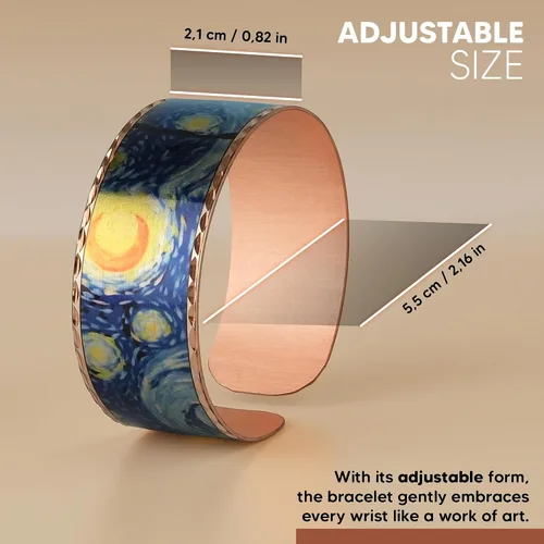 Miniatura 3 de Moreni Pulsera de cobre para mujer con caja de regalo de madera, regalo de joyería hecha a mano elegante y atemporal inspirado en el arte