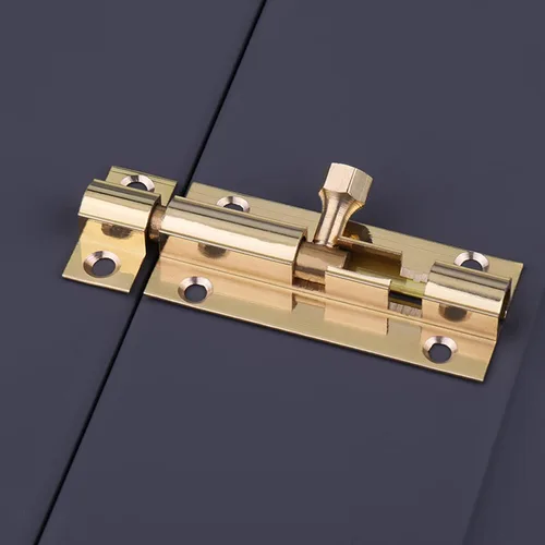 Miniatura 5 de 4 piezas de pernos de barril de latón de 2 pulgadas, cerradura de cierre deslizante dorado de seguridad, cerrojo deslizante, cerrojo deslizante