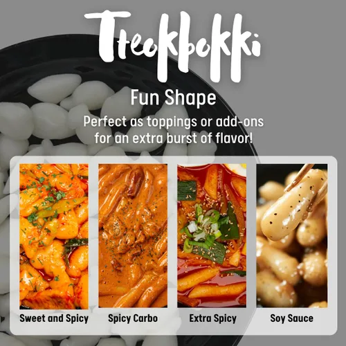 Miniatura 6 de Pastel de arroz coreano, Tteokbokki, divertido formato y masticable, 1 paquete (2 paquetes individuales) Vegano, sin OMG, sin gluten, fácil