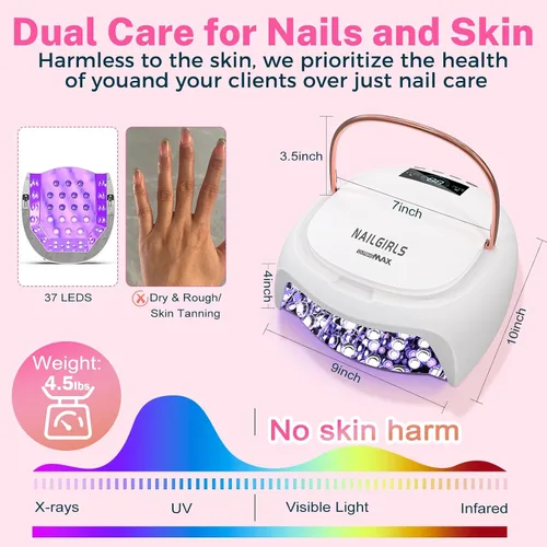 Miniatura 5 de NAILGIRLS Lámpara de uñas LED UV de 80 W, pantalla LCD con sensor automático, luz UV para uñas de gel con 4 temporizadores de curación flash
