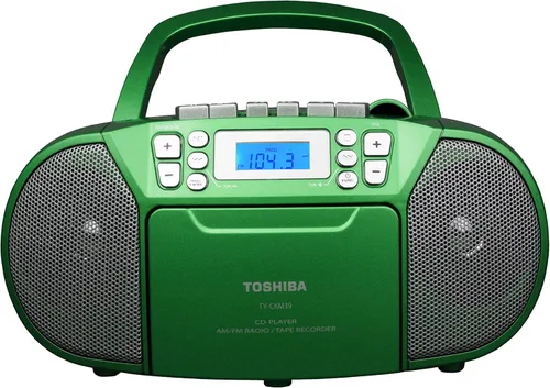 Toshiba - Boombox reproductor portátil de MP3, CD, cassette, radio con Am/FM estéreo y entrada auxiliar.