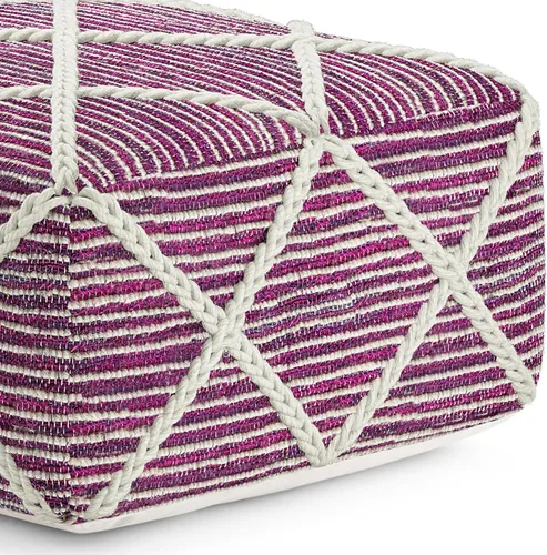 Miniatura 9 de SIMPLIHOME Cowan Puf cuadrado contemporáneo en telar magenta y natural tejido para la sala de estar, el dormitorio y la habitación de los niños