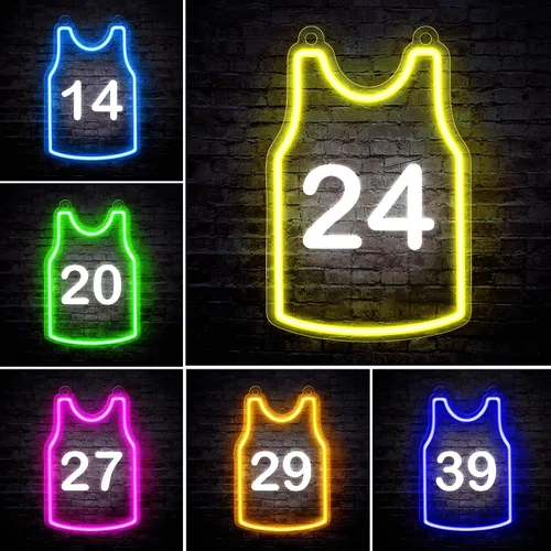 Miniatura 2 de Letrero de Número de Camiseta de Baloncesto Personalizado de Neón, Attivolife Luz de Club de Baloncesto para Pared de Habitación, Decoración LED
