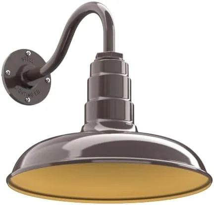 Miniatura 38 de Steel Lighting Co. Topanga - Luz de granero Montaje en pared al aire libre Domo de 14 pulgadas Cuello de cisne de 11 pulgadas Luz de garaje