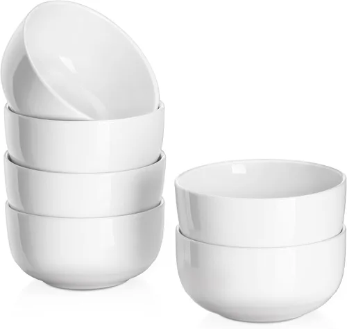 DOWAN Tazones pequeños de 10 onzas, cuencos para helado, cuencos de cerámica para postre de 4.25 pulgadas, juego de 6 cuencos pequeños de porcelana