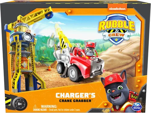 Miniatura 9 de Rubble & Crew, camión juguete Charger’s Crane Grabber con partes móviles y una figura de acción coleccionable, juguetes para niños mayores de 3 años