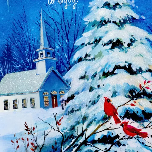 Miniatura 7 de DaySpring - Juego de tarjetas de Navidad religiosas (16 tarjetas y sobres) Iglesia de invierno