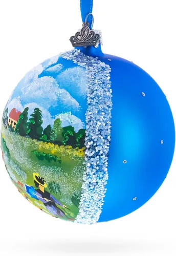 Miniatura 2 de Amapolas Salvajes Pintura Bola de Vidrio Adorno de Navidad 4 Pulgadas