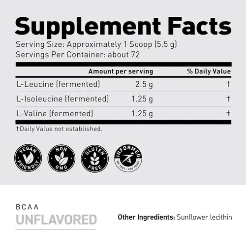 Miniatura 5 de BCAA en polvo, aminoácidos Kaged BCAA Aminoácidos, fermentados, a base de plantas y veganos, aminoácidos de cadena ramificada, 0.18 oz de BCAA sin