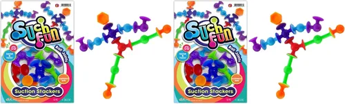 Miniatura 8 de JA-RU Apiladores de succión con ventosa (1 paquete, 9 piezas) de forma hexagonal, rótulas y criaturas Juguetes de baño de succión para niños. Juego