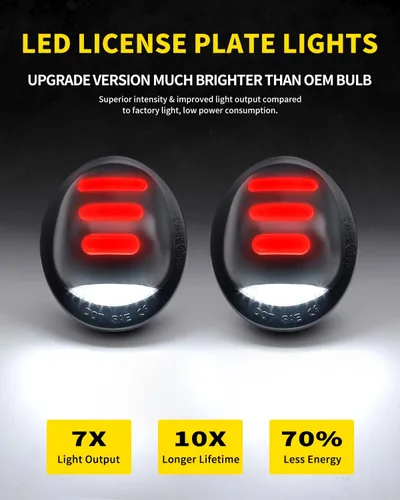 Miniatura 2 de Luces LED blancas para placa de matrícula con tubo de neón OLED rojo de repuesto para parachoques trasero, compatible con Ford F150 F250 F350 Super