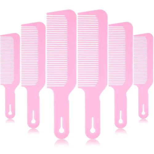 Boao Paquete de 6 peines de plástico rosa para el cabello, peines de peluquería de mezcla de 9 pulgadas para cortes de podadora y encimeras, peines
