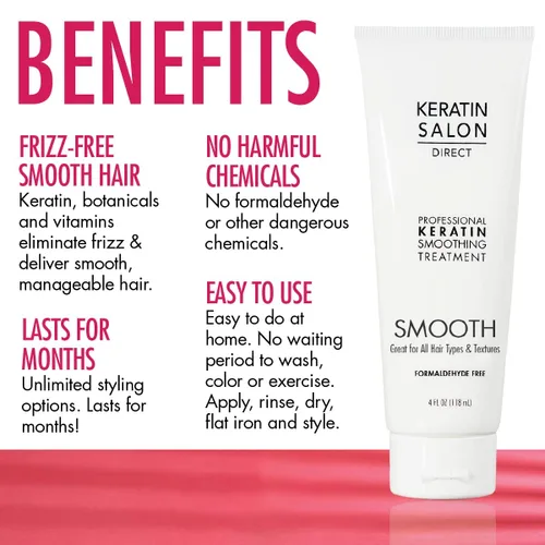 Miniatura 2 de Keratin Salon Direct Tratamiento capilar de queratina, 4 onzas, crema, aroma natural, para cabello seco y encrespado, control de encrespamiento, sin