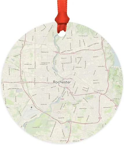 Miniatura 53 de Andaz Press Mapa de la ciudad de Estados Unidos redondo de madera natural MDF ornamento de Navidad, Akron, Ohio Vintage Mapa, 1 paquete, larga