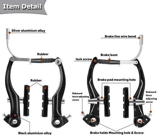 Miniatura 2 de Juego de Frenos para Bicicleta, Kit Completo de Frenos para la Mayoría de Bicicletas de Montaña, MTB Híbrido, Frenos Delanteros y Traseros, Kit