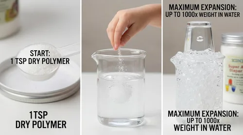 Miniatura 3 de Polvo de polímero superabsorbente para pañales, experimentos científicos y trucos mágicos, actividad instantánea de gel de agua, polvo de cristal