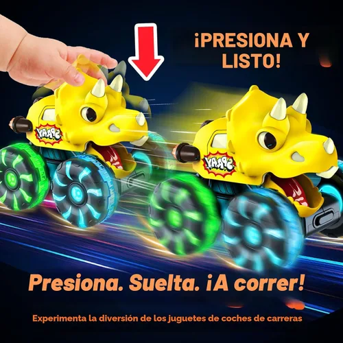 Miniatura 3 de Juguetes de Camiones Monstruo y Autos de Dinosaurio para Niños Pequeños de 1 a 3, Autos a Presión y Camiones de Juguetes para Niños de 1, 2, 3, 4, 5
