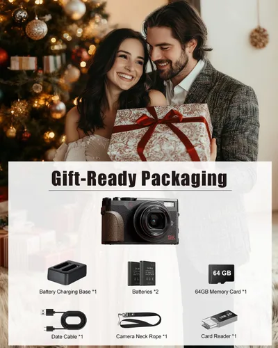 Miniatura 8 de NBD Cámara digital 5K 64MP para fotografía con zoom de 18X, cámara de enfoque automático para vlogging mejorada 2026, cámaras digitales de apuntar