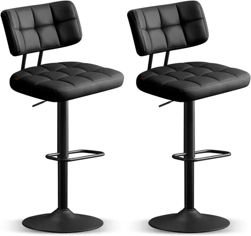 Miniatura 13 de Furniliving - Juego de 4 taburetes modernos de bar, taburetes de bar de piel sintética para isla de cocina, taburetes de bar giratorios tapizados