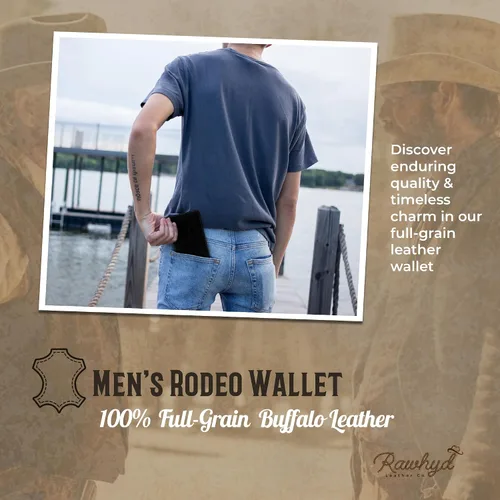 Miniatura 6 de RAW HYD - Cartera larga de cuero para hombres Funda de chequera doble un gran regalo para hombres
