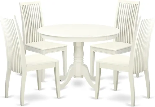 Miniatura 9 de East West Furniture HLIP3-BMK-W - Juego de comedor de 3 piezas que contiene una mesa de comedor redonda con pedestal y 2 sillas de cocina, 42 x 42