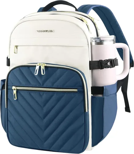 Miniatura 23 de VANKEAN Mochila para laptop de 17.3 pulgadas para mujer, bolsa de trabajo para laptop a la moda con puerto USB, mochilas impermeables, elegantes