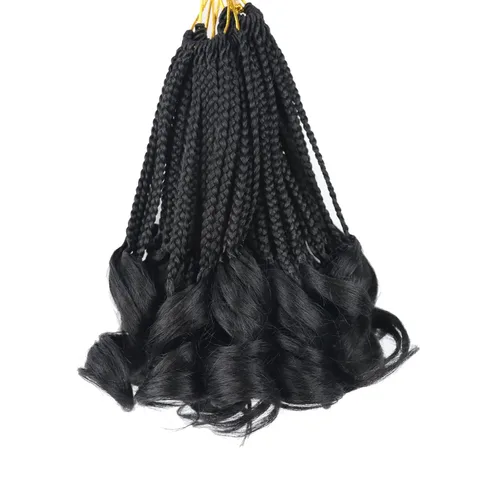 Miniatura 77 de Trenzas de ganchillo rizado francés T33, cabello pre-anillado 10 pulgadas, trenzas cortas rizadas francesas con extremos rizados, trenzas box