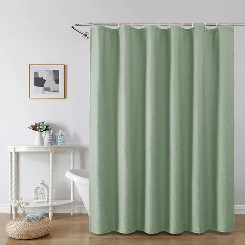 Miniatura 40 de OWENIE Cortina de ducha blanca para baño, 96 pulgadas, extra larga, elegante cortina de ducha de tela texturizada en relieve 3D, repelente al agua