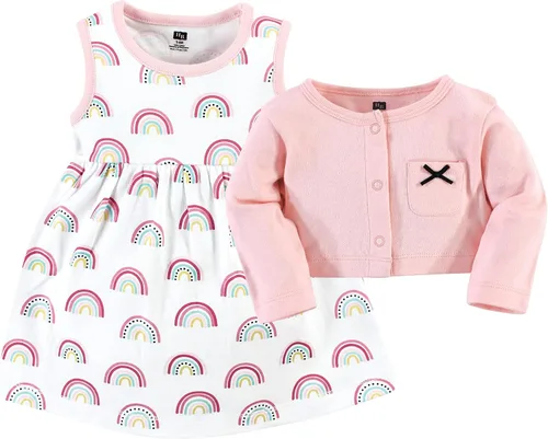 Miniatura 3 de Hudson Baby - Conjunto de vestido y cárdigan de algodón para bebé niña