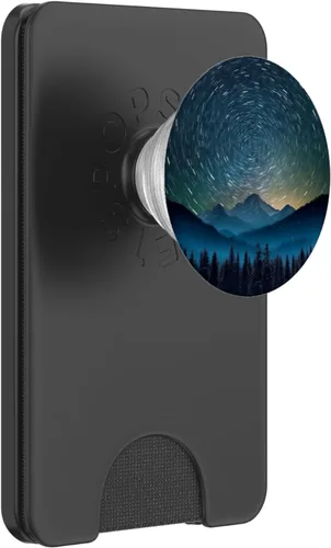 Miniatura 7 de PopGrip intercambiable con PopSockets de cielo lunar y galaxia azul en bosque de montaña